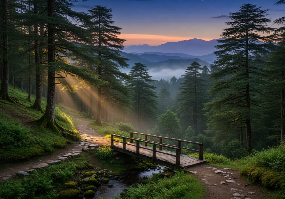 Deodar forest trail in Dhanaulti