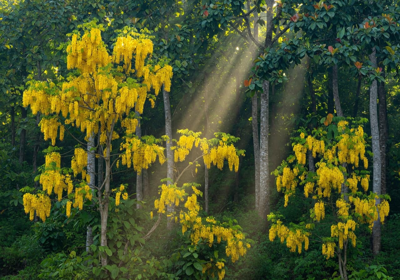 Amaltas flowers in bloom near Jim Corbett
