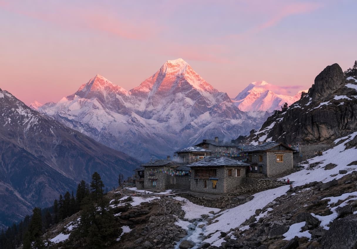 The Panchachuli peaks up close from Munsiyari