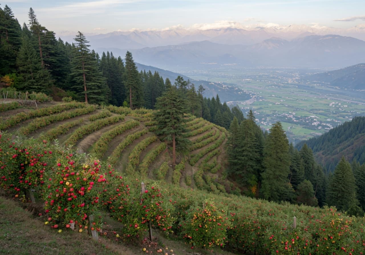 Apple orchards on the slopes near Mussoorie
