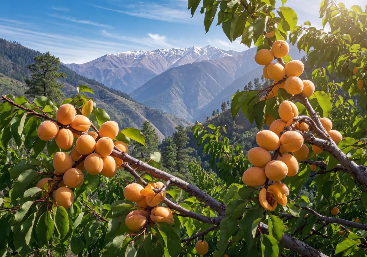 Apricot orchard in the hills around Almora