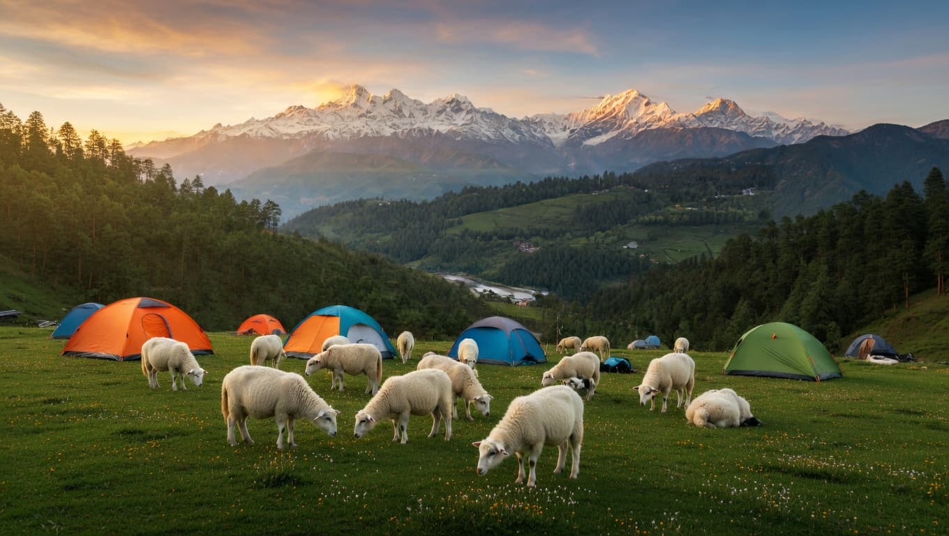 Meadow camping at Kanatal