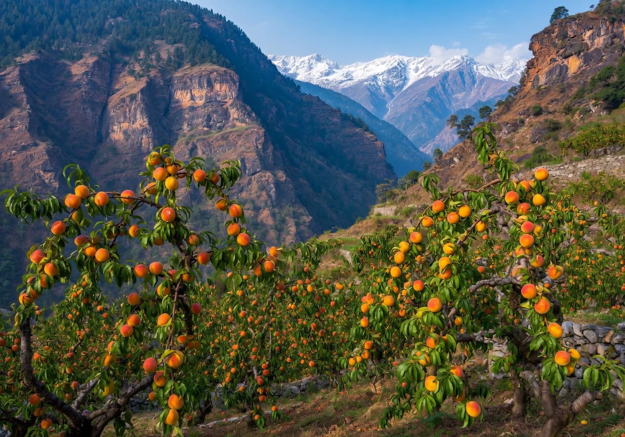 Peach orchard in Mukteshwar